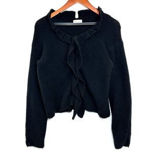 Neesh by D.A.R Anthropologie M/L Goth Black Merino Wool‎ Ruffle Sweater Romantic